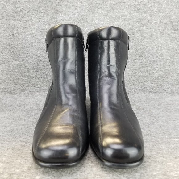 ✅ROS HOMMERSON Pom Pom Black Leather Double Sided Zip Ankle Booties Women's 8.5M - Picture 5 of 11